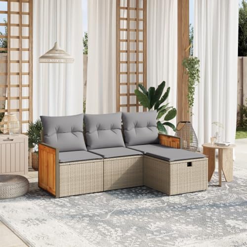 Qnhdfrt Garten Sofa Set 4 Teile PE Rattan Lounge Sitzgruppe Outdoor mit Kissen Beigemischung für Terrasse Balkon Garten Qnhdfrt Garten Sofa Set 4 Teile PE Rattan Lounge Sitzgruppe Outdoor mit Kissen Beigemischung für Terrasse Balkon Garten von Qnhdfrt