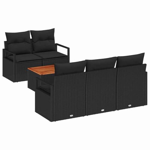Qnhdfrt Garten Sofa Set 4 Teile Schwarz Modernes PE Rattan Lounge Möbel Set mit Stauraum für Terrasse Garten und Balkon von Qnhdfrt