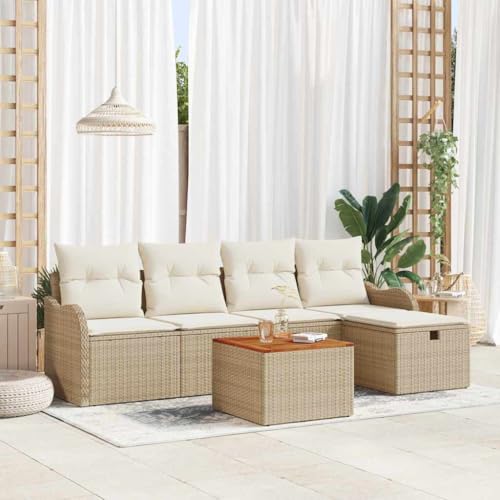 Qnhdfrt Garten Sofa Set 5 Teile Beige Poly Rattan Modulares Design mit Kissen und Couchtisch für Terrasse Balkon Garten Qnhdfrt Garten Sofa Set 5 Teile Beige Poly Rattan Modulares Design mit Kissen und Couchtisch für Terrasse Balkon Garten von Qnhdfrt