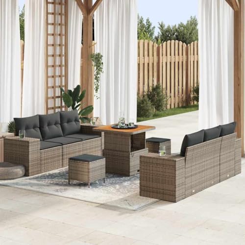 Qnhdfrt Garten Sofa Set 5 Teile Grau Modernes Poly Rattan Lounge Möbel Set mit Kissen Outdoor Sitzgruppe für Garten Terrasse Balkon von Qnhdfrt