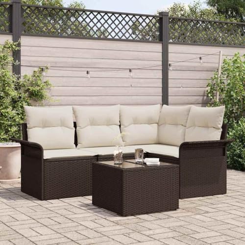 Qnhdfrt Garten Sofa Set 5 Teile aus Poly Rattan Braun Outdoor Ecksofa mit Kissen für Terrasse Balkon und Garten Modernes Design Langlebig Qnhdfrt Garten Sofa Set 5 Teile aus Poly Rattan Braun Outdoor Ecksofa mit Kissen für Terrasse Balkon und Garten Modernes Design Langlebig von Qnhdfrt