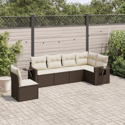 Qnhdfrt Garten Sofa Set 6 TLG Braun PE Rattan mit Kissen Stauraum und Klapptisch für Terrasse Balkon Garten Qnhdfrt Garten Sofa Set 6 TLG Braun PE Rattan mit Kissen Stauraum und Klapptisch für Terrasse Balkon Garten von Qnhdfrt