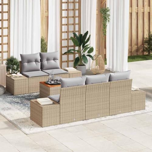 Qnhdfrt Garten Sofa Set 6 teilig Beige Hellgrau aus Poly Rattan mit Stauraum und Gartentisch Modulares Design für Outdoor Lounge Bereich Qnhdfrt Garten Sofa Set 6 teilig Beige Hellgrau aus Poly Rattan mit Stauraum und Gartentisch Modulares Design für Outdoor Lounge Bereich von Qnhdfrt