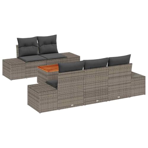 Qnhdfrt Garten Sofa Set 6 teilig Grau Modernes Design Poly Rattan mit Stauraum und Gartentisch für Terrasse Balkon Garten Qnhdfrt Garten Sofa Set 6 teilig Grau Modernes Design Poly Rattan mit Stauraum und Gartentisch für Terrasse Balkon Garten von Qnhdfrt