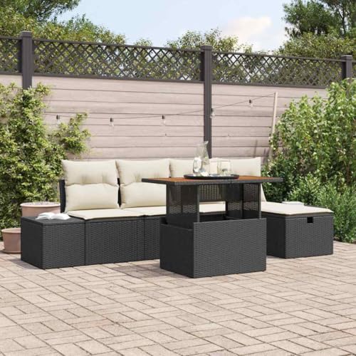 Qnhdfrt Garten Sofa Set 6 teilig Modernes Poly Rattan Lounge Möbel Set mit Kissen Stauraum und Gartentisch Schwarz für Terrasse Garten und Balkon Qnhdfrt Garten Sofa Set 6 teilig Modernes Poly Rattan Lounge Möbel Set mit Kissen Stauraum und Gartentisch Schwarz für Terrasse Garten und Balkon von Qnhdfrt
