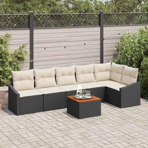 Qnhdfrt Garten Sofa Set 7 Teile Schwarz Poly Rattan Outdoor Möbel Set mit Kissen und Gartentisch für Terrasse Garten Balkon Qnhdfrt Garten Sofa Set 7 Teile Schwarz Poly Rattan Outdoor Möbel Set mit Kissen und Gartentisch für Terrasse Garten Balkon von Qnhdfrt
