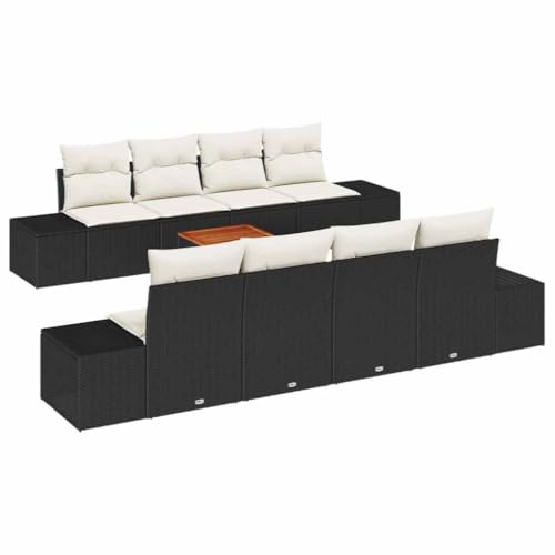 Qnhdfrt Garten Sofa Set 7 teilig Schwarz Weiß aus Poly Rattan mit Stauraum und Gartentisch 55 x 55 x 37 cm Modernes Design für Terrasse Garten und Balkon von Qnhdfrt