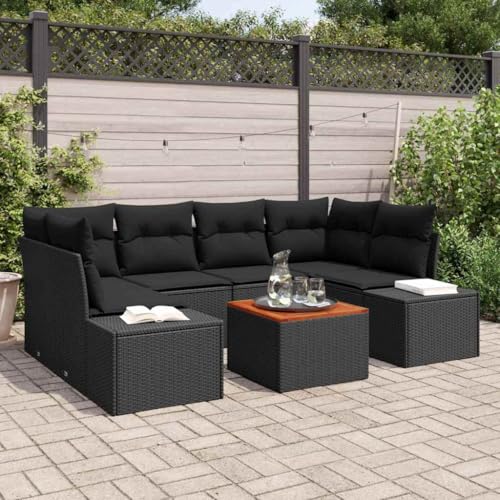 Qnhdfrt Garten Sofa Set 7 teilig Schwarz aus Poly Rattan mit Stauraum und Gartentisch 55 x 55 x 37 cm Modernes Design Wetterfest für Terrasse Garten und Balkon Qnhdfrt Garten Sofa Set 7 teilig Schwarz aus Poly Rattan mit Stauraum und Gartentisch 55 x 55 x 37 cm Modernes Design Wetterfest für Terrasse Garten und Balkon von Qnhdfrt