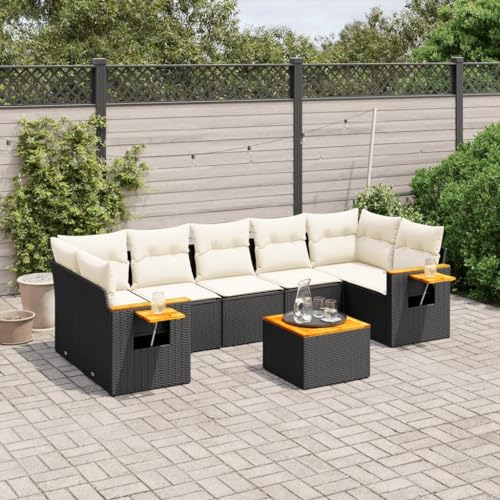 Qnhdfrt Garten Sofa Set 8 Teile PE Rattan Schwarz Modulares Design mit Klapptisch und Stauraum für Terrasse Balkon Garten Qnhdfrt Garten Sofa Set 8 Teile PE Rattan Schwarz Modulares Design mit Klapptisch und Stauraum für Terrasse Balkon Garten von Qnhdfrt