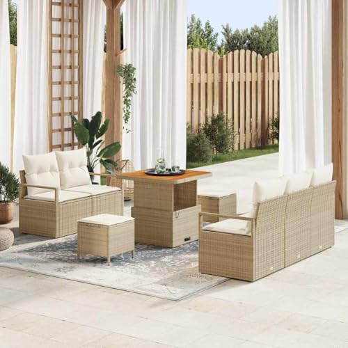 Qnhdfrt Garten Sofa Set 8 teilig Beige Poly Rattan Lounge Möbel mit Kissen und Couchtisch für Terrasse Garten und Balkon Qnhdfrt Garten Sofa Set 8 teilig Beige Poly Rattan Lounge Möbel mit Kissen und Couchtisch für Terrasse Garten und Balkon von Qnhdfrt