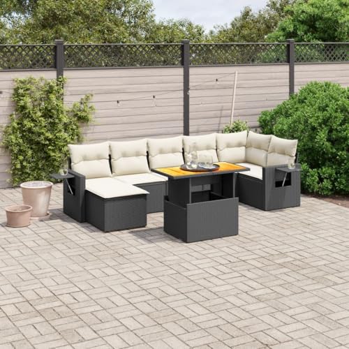 Qnhdfrt Garten Sofa Set 8 teilig Outdoor Lounge Möbelgruppe aus PE Rattan mit Kissen und Klapptisch für Terrasse Garten Balkon von Qnhdfrt