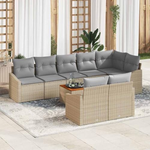 Qnhdfrt Garten Sofa Set 9 TLG Beige Hellgrau aus Poly Rattan mit Stahlsystem und Gartentisch 55x55x37 cm Modular Outdoor Lounge Möbel für Terrasse Balkon Garten Qnhdfrt Garten Sofa Set 9 TLG Beige Hellgrau aus Poly Rattan mit Stahlsystem und Gartentisch 55x55x37 cm Modular Outdoor Lounge Möbel für Terrasse Balkon Garten von Qnhdfrt
