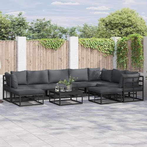 Qnhdfrt Garten-Sofa-Set 9-TLG Schwarz Aluminium Modernes Design Wetterbeständig Modular für Terrasse Balkon und Garten Qnhdfrt Garten-Sofa-Set 9-TLG Schwarz Aluminium Modernes Design Wetterbeständig Modular für Terrasse Balkon und Garten von Qnhdfrt