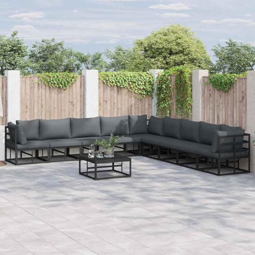 Qnhdfrt Garten Sofa Set 9 teilig Schwarz Aluminium Rahmen Anthrazit Kissen Modulares Design für Terrasse Garten und Balkon Qnhdfrt Garten Sofa Set 9 teilig Schwarz Aluminium Rahmen Anthrazit Kissen Modulares Design für Terrasse Garten und Balkon von Qnhdfrt