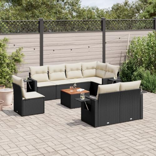 Qnhdfrt Garten Sofa Set 9 teilig Schwarz PE Rattan mit Kissen und Beistelltisch Modulares Design für Terrasse Balkon und Garten Qnhdfrt Garten Sofa Set 9 teilig Schwarz PE Rattan mit Kissen und Beistelltisch Modulares Design für Terrasse Balkon und Garten von Qnhdfrt