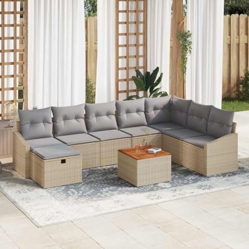 Qnhdfrt Garten Sofa Set 9 teilig aus beigem Poly Rattan mit grauen Kissen Modernes Design für bis zu 5 Personen mit Stauraum und Gartentisch für Terrasse Garten und Balkon Qnhdfrt Garten Sofa Set 9 teilig aus beigem Poly Rattan mit grauen Kissen Modernes Design für bis zu 5 Personen mit Stauraum und Gartentisch für Terrasse Garten und Balkon von Qnhdfrt