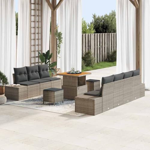Qnhdfrt Garten Sofa Set Grau 6 Teile Modernes Outdoor Lounge Möbel Set aus Poly Rattan mit Kissen und Tisch für Terrasse Garten und Balkon Qnhdfrt Garten Sofa Set Grau 6 Teile Modernes Outdoor Lounge Möbel Set aus Poly Rattan mit Kissen und Tisch für Terrasse Garten und Balkon von Qnhdfrt