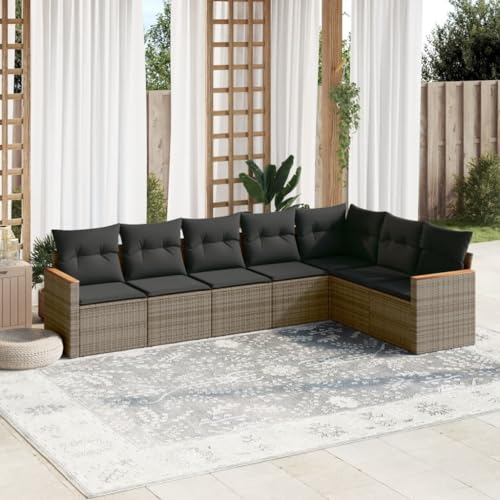 Qnhdfrt Garten Sofa Set Grau 7 teilig PE Rattan Ecksofa Lounge Möbel mit Stauraum Kissen für Terrasse Garten Balkon Qnhdfrt Garten Sofa Set Grau 7 teilig PE Rattan Ecksofa Lounge Möbel mit Stauraum Kissen für Terrasse Garten Balkon von Qnhdfrt