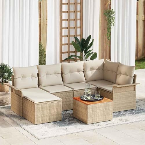 Qnhdfrt Garten-Sofa-Set Outdoor 4-teilig Beige Poly-Rattan Modulares Design mit Kissen und Couchtisch für Garten, Terrasse und Balkon Qnhdfrt Garten-Sofa-Set Outdoor 4-teilig Beige Poly-Rattan Modulares Design mit Kissen und Couchtisch für Garten, Terrasse und Balkon von Qnhdfrt