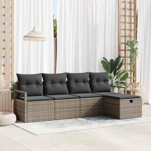 Qnhdfrt Garten Sofa Set Outdoor 4-teilig Grau Poly Rattan Modernes Design Wetterbeständig für Garten Terrasse Balkon Qnhdfrt Garten Sofa Set Outdoor 4-teilig Grau Poly Rattan Modernes Design Wetterbeständig für Garten Terrasse Balkon von Qnhdfrt