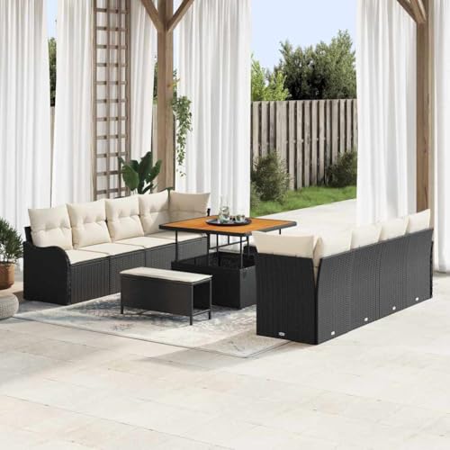 Qnhdfrt Garten Sofa Set Outdoor 4-teilig Schwarz Poly-Rattan Modernes Design UV-beständig wasserfest für Terrasse Balkon und Garten von Qnhdfrt