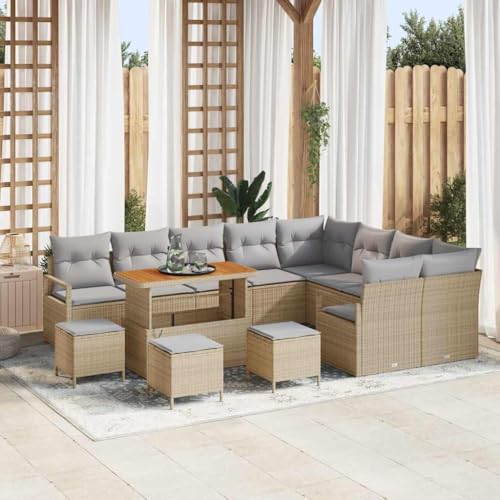 Qnhdfrt Garten Sofa Set Outdoor 5-teilig Beige Poly Rattan Ecksofa mit Kissen Modernes Design für Terrasse Balkon und Garten von Qnhdfrt