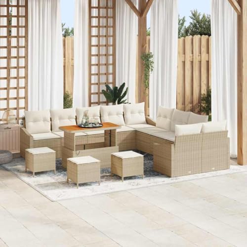 Qnhdfrt Garten Sofa Set Outdoor 5-teilig Beige Poly Rattan Modernes Design Wetterfest für Garten, Balkon und Terrasse von Qnhdfrt