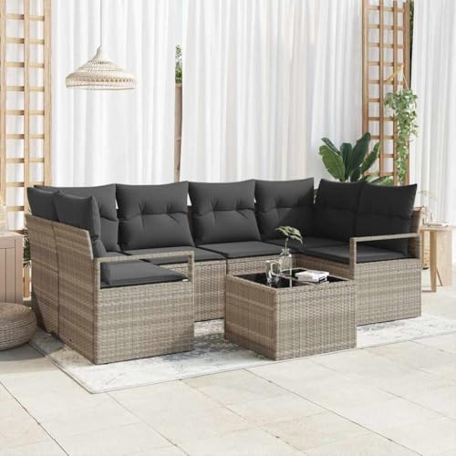 Qnhdfrt Garten Sofa Set Outdoor 5-teilig Hellgrau Modernes Design mit Kissen aus Poly Rattan für Garten, Balkon und Terrasse von Qnhdfrt
