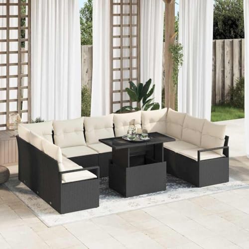 Qnhdfrt Garten Sofa Set Outdoor 5-teilig Schwarz Poly Rattan Modernes Design Wetterfest mit Schutzhülle für Balkon Garten und Terrasse von Qnhdfrt