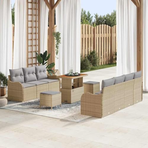 Qnhdfrt Garten Sofa Set Outdoor Beige Poly Rattan Modernes Design Wetterbeständig für Terrasse Balkon Garten von Qnhdfrt