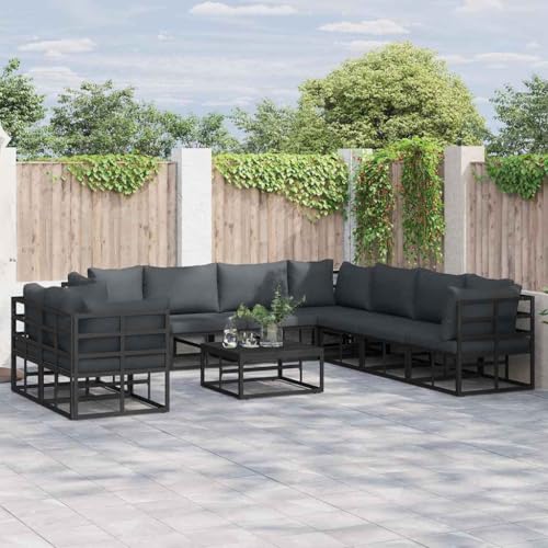 Qnhdfrt Garten Sofa Set Schwarz 10 teilig aus Aluminium mit Eckbank Mittelbank und Gartentisch 70 x 70 x 32 cm Modulares Design für Terrasse Garten und Balkon Qnhdfrt Garten Sofa Set Schwarz 10 teilig aus Aluminium mit Eckbank Mittelbank und Gartentisch 70 x 70 x 32 cm Modulares Design für Terrasse Garten und Balkon von Qnhdfrt