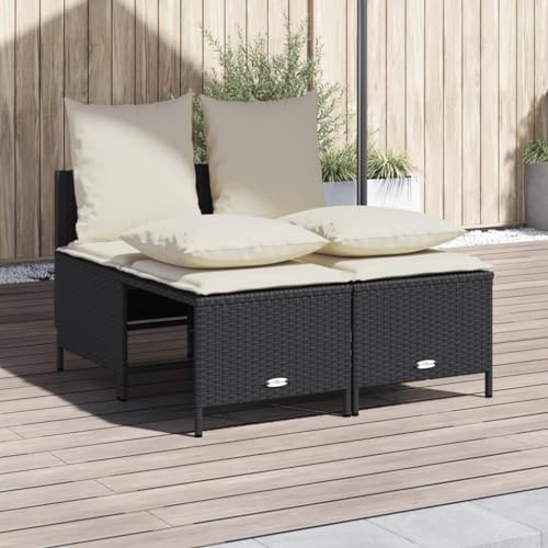 Qnhdfrt Garten Sofa Set Schwarz 2 Sitzer Lounge Möbel mit Hocker PE Rattan Outdoor Sitzgruppe für Terrasse Balkon Garten Qnhdfrt Garten Sofa Set Schwarz 2 Sitzer Lounge Möbel mit Hocker PE Rattan Outdoor Sitzgruppe für Terrasse Balkon Garten von Qnhdfrt