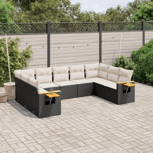 Qnhdfrt Garten Sofa Set Schwarz PE Rattan 9 teilig mit Kissen Stauraum und Beistelltisch für Terrasse Garten und Balkon Qnhdfrt Garten Sofa Set Schwarz PE Rattan 9 teilig mit Kissen Stauraum und Beistelltisch für Terrasse Garten und Balkon von Qnhdfrt