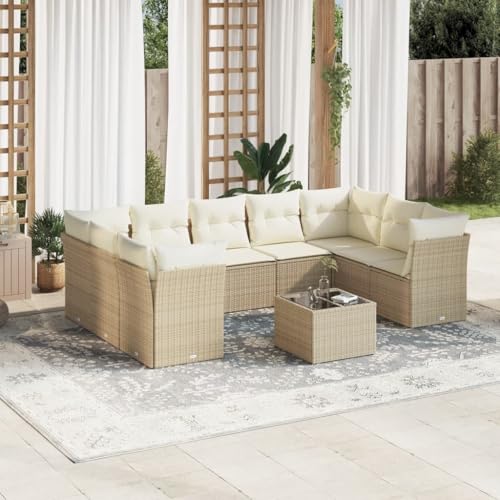 Qnhdfrt Garten Sofagarnitur 10 teilig Beige PE Rattan Lounge Set mit Polsterkissen und Glastisch für Terrasse Garten Balkon Qnhdfrt Garten Sofagarnitur 10 teilig Beige PE Rattan Lounge Set mit Polsterkissen und Glastisch für Terrasse Garten Balkon von Qnhdfrt