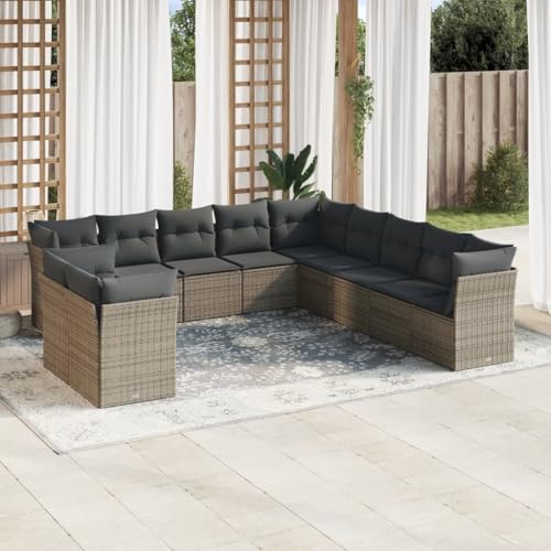 Qnhdfrt Garten Sofagarnitur 11 TLG. Grau PE Rattan Ecksofa Lounge Set mit Kissen und Stauraum für Garten Terrasse Balkon Qnhdfrt Garten Sofagarnitur 11 TLG. Grau PE Rattan Ecksofa Lounge Set mit Kissen und Stauraum für Garten Terrasse Balkon von Qnhdfrt
