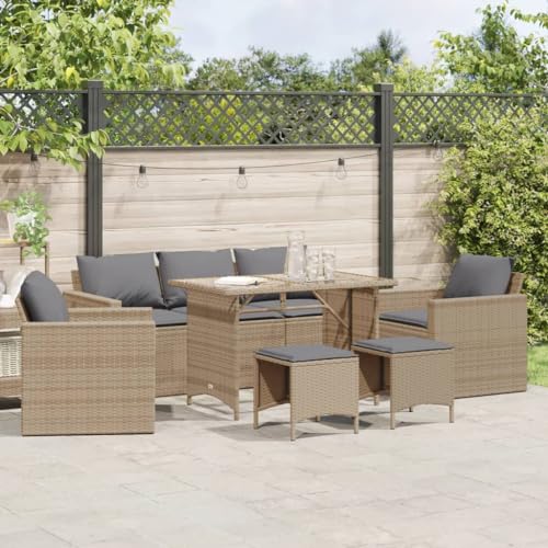 Qnhdfrt Garten Sofagarnitur 3 Sitzer Set PE Rattan Lounge Möbelgruppe mit Glas Tisch und Kissen Beige für Terrasse Balkon Garten Qnhdfrt Garten Sofagarnitur 3 Sitzer Set PE Rattan Lounge Möbelgruppe mit Glas Tisch und Kissen Beige für Terrasse Balkon Garten von Qnhdfrt