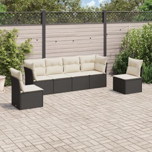 Qnhdfrt Garten Sofagarnitur 4 Sitzer Schwarz PE Rattan mit Cremeweißen Kissen Modulares Design für Terrasse Garten und Balkon Qnhdfrt Garten Sofagarnitur 4 Sitzer Schwarz PE Rattan mit Cremeweißen Kissen Modulares Design für Terrasse Garten und Balkon von Qnhdfrt
