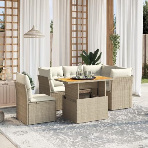 Qnhdfrt Garten Sofagarnitur 5 teilig Beige PE Rattan mit Kissen und Klapptisch für Terrasse Balkon Garten Qnhdfrt Garten Sofagarnitur 5 teilig Beige PE Rattan mit Kissen und Klapptisch für Terrasse Balkon Garten von Qnhdfrt