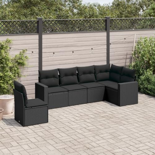 Qnhdfrt Garten Sofagarnitur 6-TLG. Schwarz PE-Rattan mit Kissen Modulares Design für Garten Terrasse und Balkon Stauraum und Wetterbeständig Qnhdfrt Garten Sofagarnitur 6-TLG. Schwarz PE-Rattan mit Kissen Modulares Design für Garten Terrasse und Balkon Stauraum und Wetterbeständig von Qnhdfrt