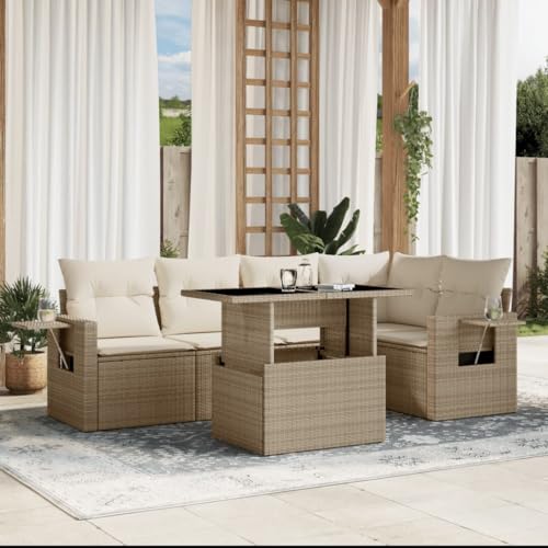 Qnhdfrt Garten Sofagarnitur 6 teilig Beige PE Rattan mit Kissen und Klapptisch Modulares Design für Terrasse Balkon Garten Qnhdfrt Garten Sofagarnitur 6 teilig Beige PE Rattan mit Kissen und Klapptisch Modulares Design für Terrasse Balkon Garten von Qnhdfrt