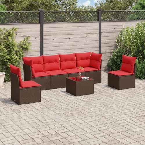 Qnhdfrt Garten Sofagarnitur 7 teilig Braun PE Rattan mit Kissen Lounge Set Outdoor für Terrasse Balkon Garten Qnhdfrt Garten Sofagarnitur 7 teilig Braun PE Rattan mit Kissen Lounge Set Outdoor für Terrasse Balkon Garten von Qnhdfrt