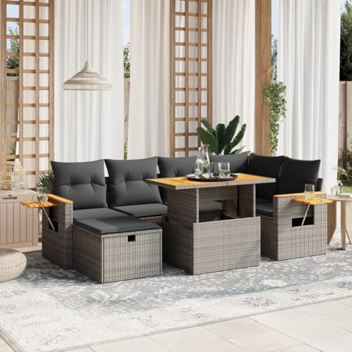 Qnhdfrt Garten Sofagarnitur 7 teilig Grau PE Rattan mit Kissen und Klapptisch Modulares Design für Terrasse Garten Balkon Qnhdfrt Garten Sofagarnitur 7 teilig Grau PE Rattan mit Kissen und Klapptisch Modulares Design für Terrasse Garten Balkon von Qnhdfrt