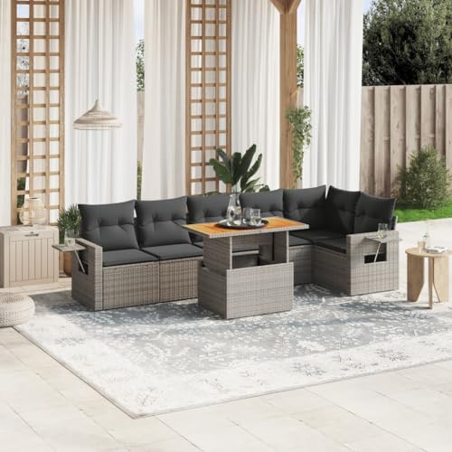 Qnhdfrt Garten Sofagarnitur 7 teilig Grau PE Rattan mit Kissen und Klapptisch für Terrasse Balkon Garten Qnhdfrt Garten Sofagarnitur 7 teilig Grau PE Rattan mit Kissen und Klapptisch für Terrasse Balkon Garten von Qnhdfrt