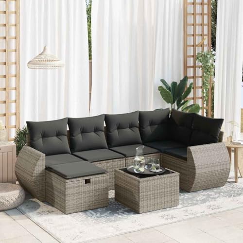 Qnhdfrt Garten Sofagarnitur 7 teilig Grau PE Rattan mit Stauraum und wasserfestem Beutel für Terrasse Garten und Balkon Qnhdfrt Garten Sofagarnitur 7 teilig Grau PE Rattan mit Stauraum und wasserfestem Beutel für Terrasse Garten und Balkon von Qnhdfrt