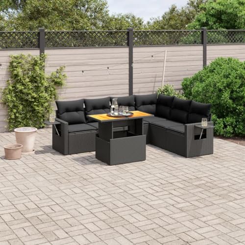 Qnhdfrt Garten Sofagarnitur 7 teilig Schwarz PE Rattan mit Kissen und Klapptisch Modulares Design für Terrasse Balkon Garten Qnhdfrt Garten Sofagarnitur 7 teilig Schwarz PE Rattan mit Kissen und Klapptisch Modulares Design für Terrasse Balkon Garten von Qnhdfrt