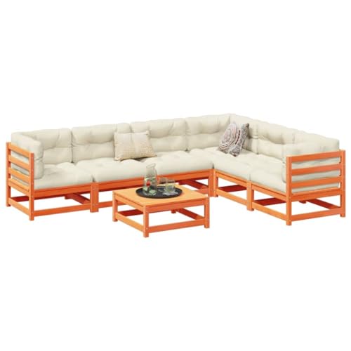 Qnhdfrt Garten Sofagarnitur 7 teilig aus massivem Kiefernholz mit Kissen in Wachsbraun und Creme für Terrasse Garten und Balkon Qnhdfrt Garten Sofagarnitur 7 teilig aus massivem Kiefernholz mit Kissen in Wachsbraun und Creme für Terrasse Garten und Balkon von Qnhdfrt
