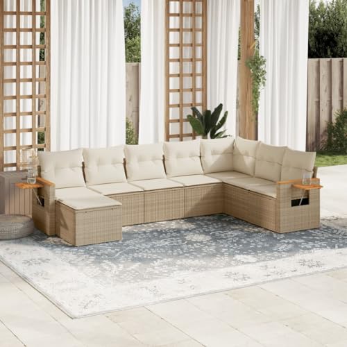 Qnhdfrt Garten Sofagarnitur 8 teilig Beige PE Rattan Lounge Set mit Kissen und Klapptisch für Terrasse Garten Balkon Qnhdfrt Garten Sofagarnitur 8 teilig Beige PE Rattan Lounge Set mit Kissen und Klapptisch für Terrasse Garten Balkon von Qnhdfrt