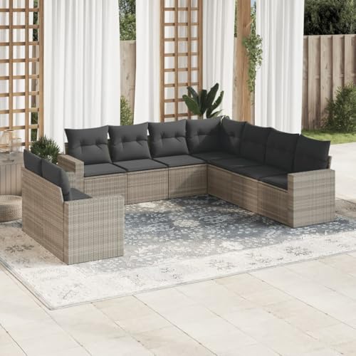 Qnhdfrt Garten Sofagarnitur 9 teilig Hellgrau PE Rattan Ecksofa Set mit Kissen für Terrasse Garten und Balkon Qnhdfrt Garten Sofagarnitur 9 teilig Hellgrau PE Rattan Ecksofa Set mit Kissen für Terrasse Garten und Balkon von Qnhdfrt