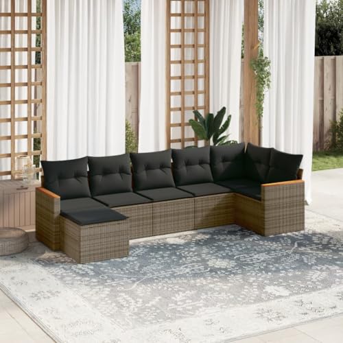 Qnhdfrt Garten Sofagarnitur Grau 7 teilig PE Rattan mit Kissen Modulares Design Wetterbeständig für Terrasse Garten und Balkon Qnhdfrt Garten Sofagarnitur Grau 7 teilig PE Rattan mit Kissen Modulares Design Wetterbeständig für Terrasse Garten und Balkon von Qnhdfrt