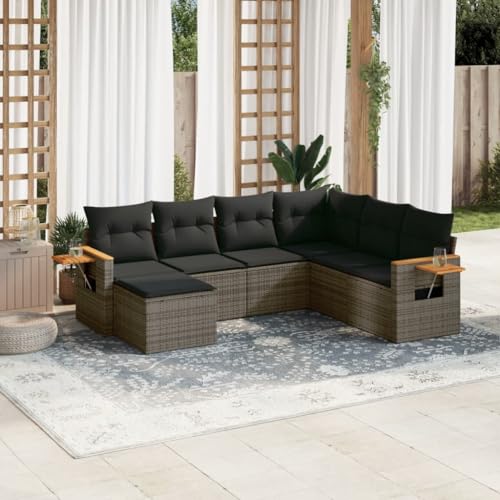 Qnhdfrt Garten Sofagarnitur Grau 7 teilig PE Rattan mit Kissen Stauraum und Klapptisch für Garten Terrasse Balkon Qnhdfrt Garten Sofagarnitur Grau 7 teilig PE Rattan mit Kissen Stauraum und Klapptisch für Garten Terrasse Balkon von Qnhdfrt
